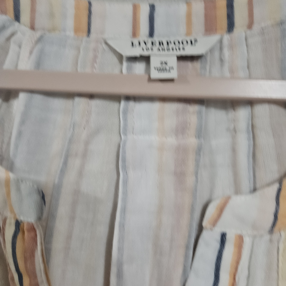 Liverpool Multicolor Striped V-Neck Blouse - Picture 4 of 7
